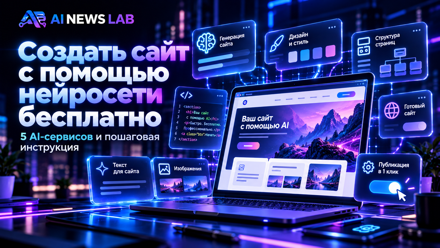 Создание сайта с помощью нейросети бесплатно в 2026 году — AI-конструктор сайтов