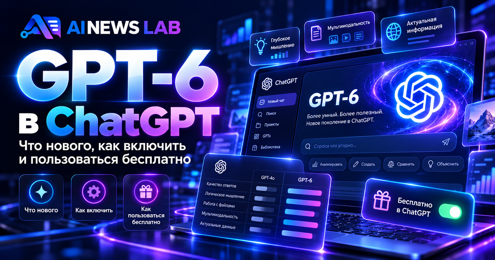 GPT-6 в ChatGPT: что нового, как включить и пользоваться бесплатно